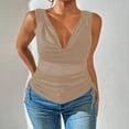 thumbnail image 1 of Xixinqiwan Womens Cotton Ribbed Tank Tops V Neck Sleeveless Slim Fit Ruched Casual Cami Crop Tops, 1 of 6
