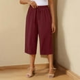 thumbnail image 1 of Xixinqiwan Womens Linen Capri Pants Wide Leg High Waisted Drawstring Casual Crop Trousers Summer Beach Pants with Pockets, 1 of 8