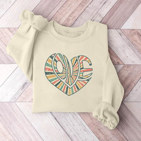 Xixinqiwan Womens Long Sleeve Shirts,Women Love Heart Valentines Day Sweatshirts Raglan Pullover Tops Long Sleeve Shirt