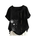 thumbnail image 1 of Xixinqiwan Womens Plus Size Summer Tops,Women's Dressy Casual Tops Business Work Blouses Floral Printed Shirts Short Sleeve Round Neck Tshirt Black M, 1 of 6