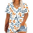 thumbnail image 1 of Xixinqiwan Womens Summer Dressy Blouses 2025 Short Sleeve V Neck Tops for Leggings Casual Tunic T-Shirts Multicolor XXXXXL, 1 of 5