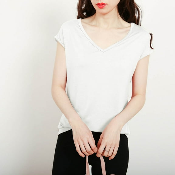 Xixinqiwan Womens Tops Cap Sleeve V Neck Basic Tees Tops Lightweight Casual Summer Workout Yoga T-Shirt