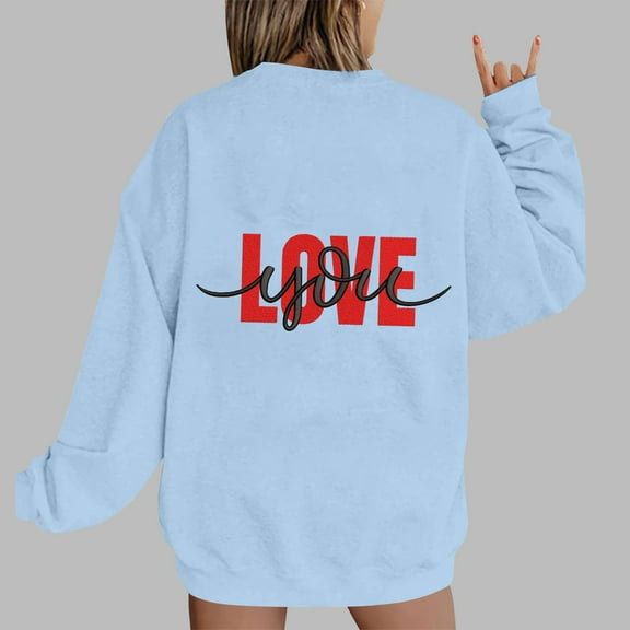 Xixinqiwan Womens Valentine's Day Graphic Sweatshirt,Funny 2025 Love Heart Printed Pullover Tops Lightweight Soft Crewneck Dressy Workout Tops for Gifts