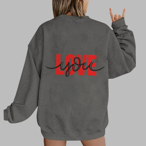 Xixinqiwan Womens Valentine's Day Graphic Sweatshirt,Funny 2025 Love Heart Printed Pullover Tops Lightweight Soft Crewneck Dressy Workout Tops for Gifts