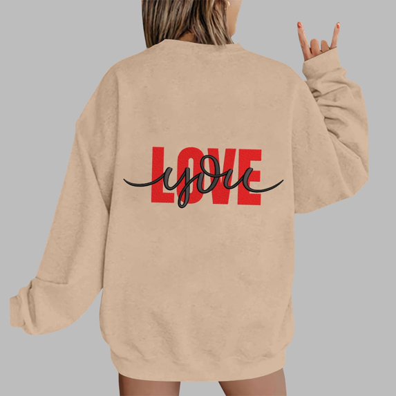 Xixinqiwan Womens Valentine's Day Graphic Sweatshirt,Funny 2025 Love Heart Printed Pullover Tops Lightweight Soft Crewneck Dressy Workout Tops for Gifts