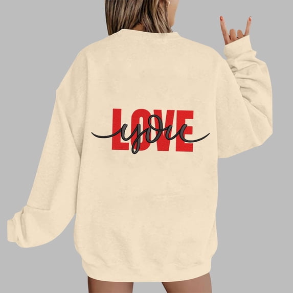 Xixinqiwan Womens Valentine's Day Graphic Sweatshirt,Funny 2025 Love Heart Printed Pullover Tops Lightweight Soft Crewneck Dressy Workout Tops for Gifts