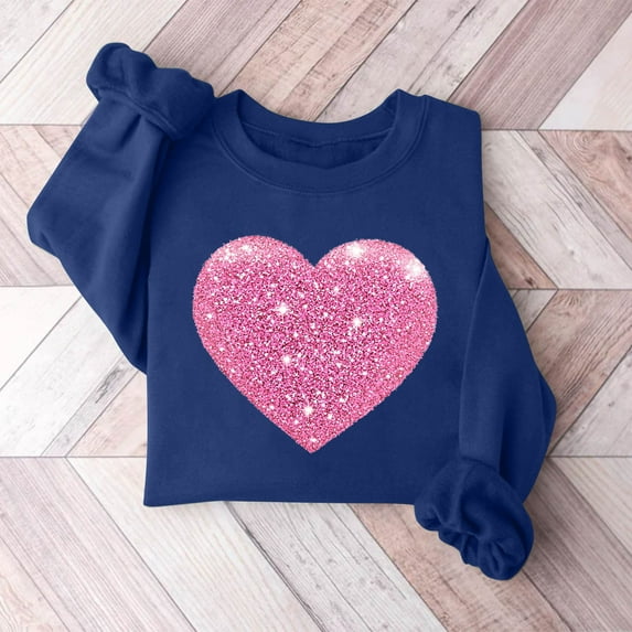 Xixinqiwan Womens Valentine's Day Graphic Sweatshirt,Women Love Heart Pullover Letter Print Tie Dye Crewneck Long Sleeve Shirt Women Top