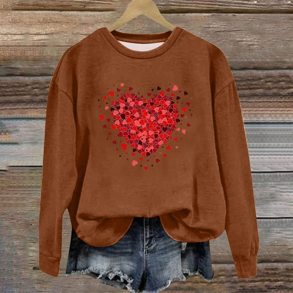 Xixinqiwan Womens Valentine's Day Graphic Sweatshirt,Womens Love Heart Raglans T-Shirts Casual Long Sleeve Valentine's Day Graphic Tees Tops