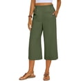 thumbnail image 1 of Xixinqiwan Womens Wide Leg Yoga Capris High Waist Casual Flat-Front Capri Pants Loose Soft Knee Length Crop Pants with Side Pockets, 1 of 8