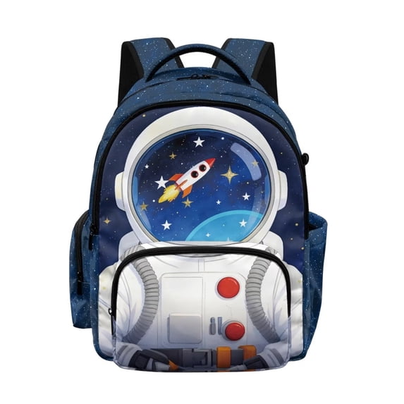 Xixirimido 17" Large Capacity Backpack for Kids Elementary Bookbag Middle School Bag for Boys & Girls Multi Pockets Rucksack, Astronaut Rocket Space Print