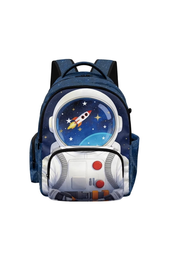 17" Large Capacity Backpack for Kids Elementary Bookbag Middle School Bag for Boys & Girls Multi Pockets Rucksack, Astronaut Rocket Space Print