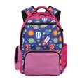 thumbnail image 1 of Xixirimido 17inch Backpack for Kids Multi-pocket School Bag for Boys Girls Large Capacity Bookbag for Preschool Kindergarten Elementary Students, Space Rocket Planet Pink Gingham, 1 of 8