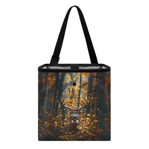 Xixirimido 2 Gallons Open-Top Car Trash Can Hanging Car Trash Bag Water Resistant Leakproof Trash Bag Car Accessories for Women Men, Hunting Deer Forest