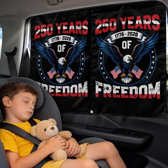 Xixirimido 250 Years Of Freedom 1776-2026 Patriotic Eagle Car Sun Shade, Magnetic Dual Layer Independence Day Rear Window Curtain, UV Protection Foldable Privacy Auto Sun Visor