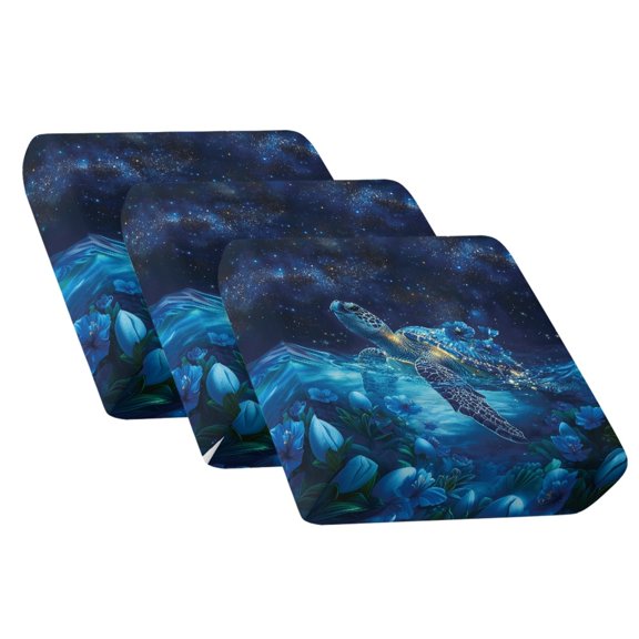 Xixirimido 3Pcs Couch Cushion Covers Couch Covers Universal Sofa Cushion Slipover Washable Stretch Furniture Protector for Living Room, Sea Turtle Floral Galaxy Blue