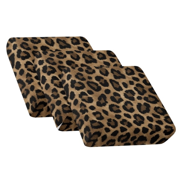 Xixirimido 3Pcs Couch Cushion Covers Stretch Couch Covers Washable Sectional Sofa Slipcover Universal Furniture Protector for Pets & Kids, Leopard Brown