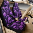 thumbnail image 1 of Xixirimido 5-Piece Car Seat Cover Set Breathable PU Leather Front Seat Covers with Seat Belt & Console Covers Universal Fit for SUV, Sedan, Truck, Purple Gothic Skulls, 1 of 8