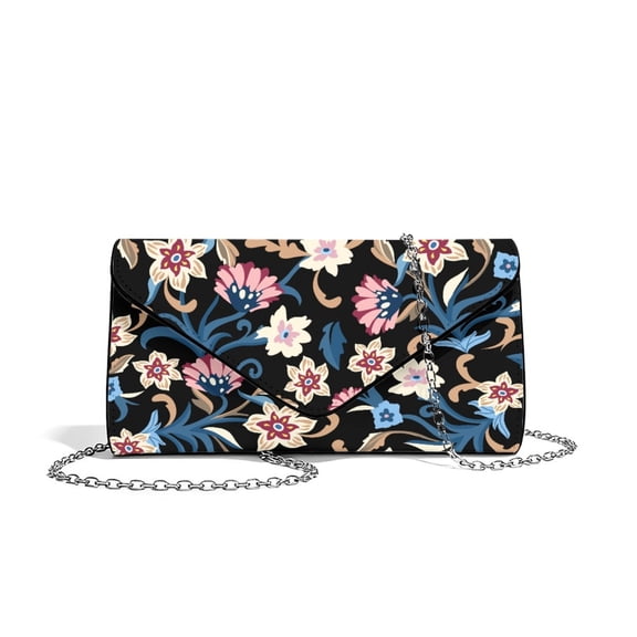 Xixirimido Abstract Boho Floral Print Women Evening Bags Formal Clutch Purses for Wedding Party Prom Leather Clutches Envelope Handbags with Shoulder Strap
