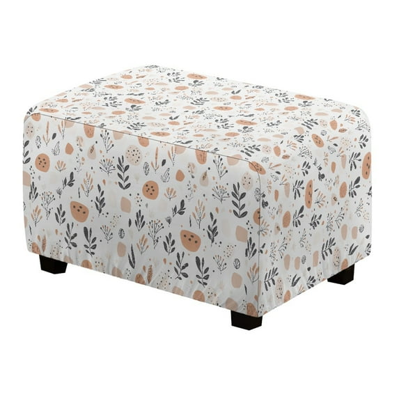 Xixirimido Abstract Boho Geometric Art Pattern Stretch Ottoman Cover Rectangle Footstool Slipcover Folding Storage Stool Protector Nonslip Footrest Ottoman Cover with Elastic Bottom, Large