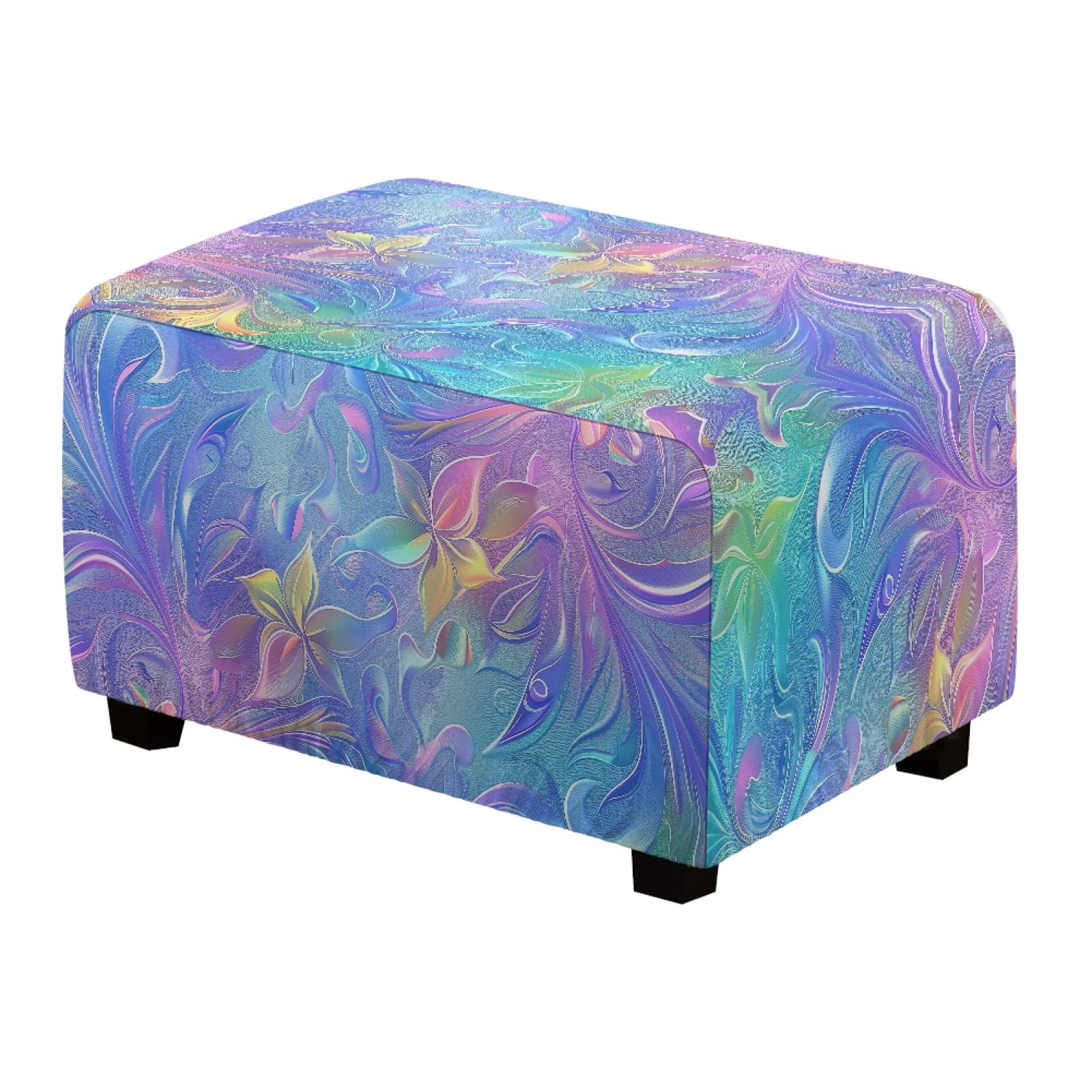 Xixirimido Abstract Geometric Art Floral Pattern Ottoman Cover Stretch ...