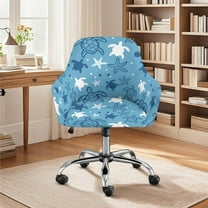 Xixirimido Abstract Turtle Starfish Pattern Swivel Office Arm Chair Covers Stretch Soft Desk Chair Slipcovers, Curved Back Leisure Armrest Chair Protector Accent Dining Chair Cover
