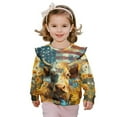 thumbnail image 1 of Xixirimido American Flag Butterfly Cow Sunflower Print Girls Toddler Sweatshirt Long Sleeve Ruffle Shoulder Pullover Sweater Graphic Crewneck Top Cozy Fall Winter Clothes, for 3-4T, 1 of 7