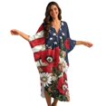 thumbnail image 1 of Xixirimido American Flag Daisy Floral Print Kaftan Dresses for Women Plus Size V-Neck Moo Moos Batwing Sleeve Caftan Beach Dress Bathing Suit Cover-Up Loungewear, 1 of 7