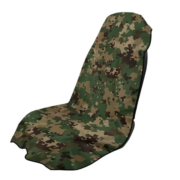 Xixirimido Army Green Camouflage Print Car Seat Cover Towel Sweatproof Gym Seat Protector with Non-Slip Backing Universal Fit Front Seat Mat for Sports, Beach, Swimming2Pack