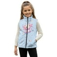 thumbnail image 1 of Xixirimido Axolotl Bubbles Blue Pattern Boys Girls Full Zip Fleece Vest Sleeveless Stand Collar Outwear Warm Jacket with Pockets for 9-10, 1 of 7
