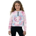 thumbnail image 1 of Xixirimido Axolotl & Cherry Blossom Pink Pattern Girls' Hoodies Sweatshirts with Pocket Half Zipper Pullover Crop Tops for Teen Girls Long Sleeve Sweater Size 13-14, 1 of 7