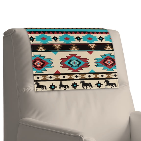 Xixirimido Aztec Horses Print Recliner Headrest Protector Leather Non Slip Headrest Covers for Recliners Sofa Headrest Covers Furniture Protector for Home, 2Pcs