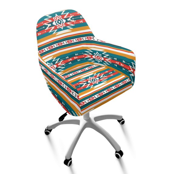 Xixirimido Aztec Tribal Printings Swivel Office Armchair Cover Stretch Computer Desk Chair Slipcover Mid Back Accent Dining Chair Covers Non-slip for Home Living Room