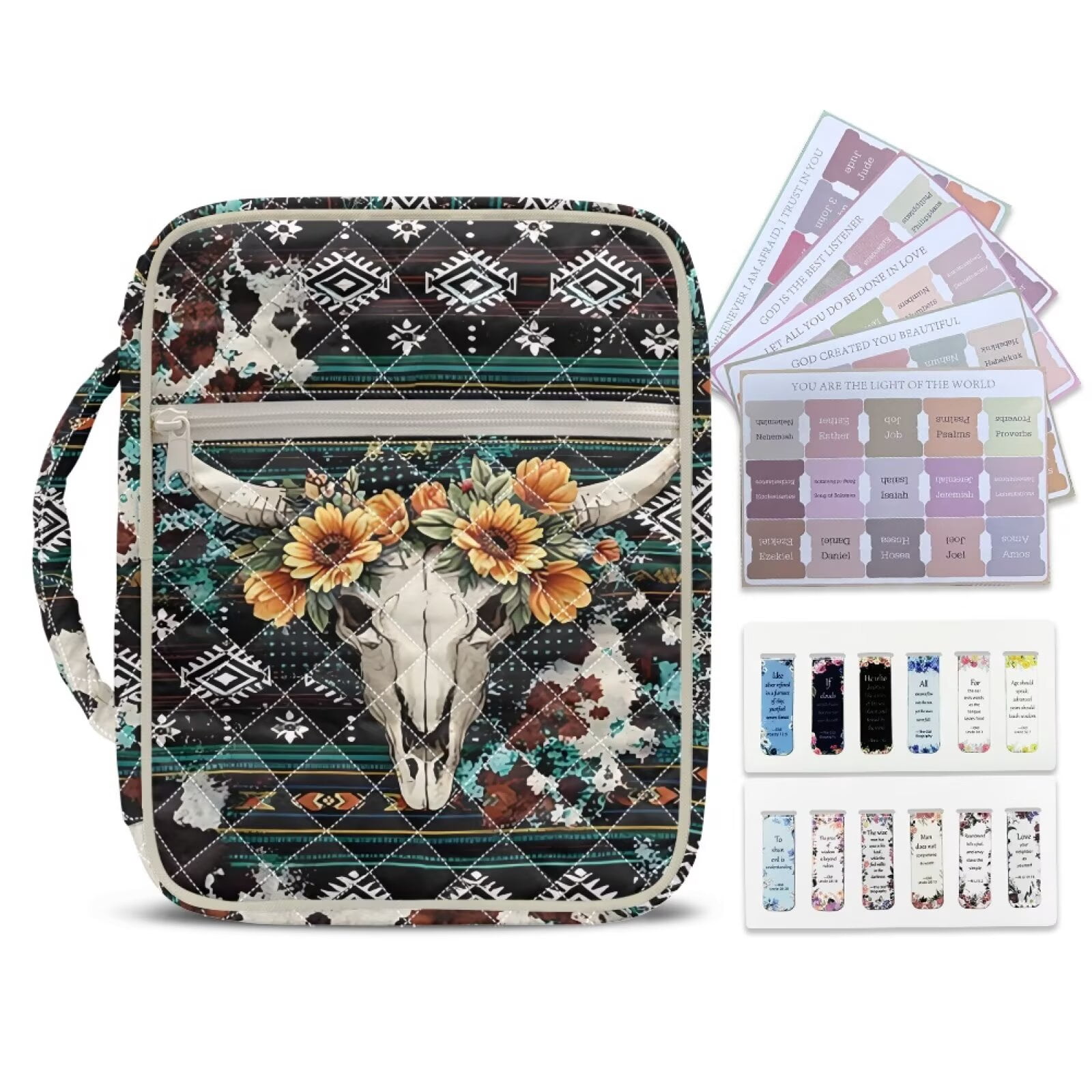 Xixirimido Aztec Tribe Elk Skull Floral Print Bible Cover Case with ...