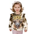 thumbnail image 1 of Xixirimido Aztec Tribe Highland Cattle Sunflower Print Toddler Girls Sweatshirt Ruffle Shoulder Long Sleeve Sweatshirts Graphic Pullover Top Girls Sweater Casual Fall Winter Clothes, for 7-8Y, 1 of 7