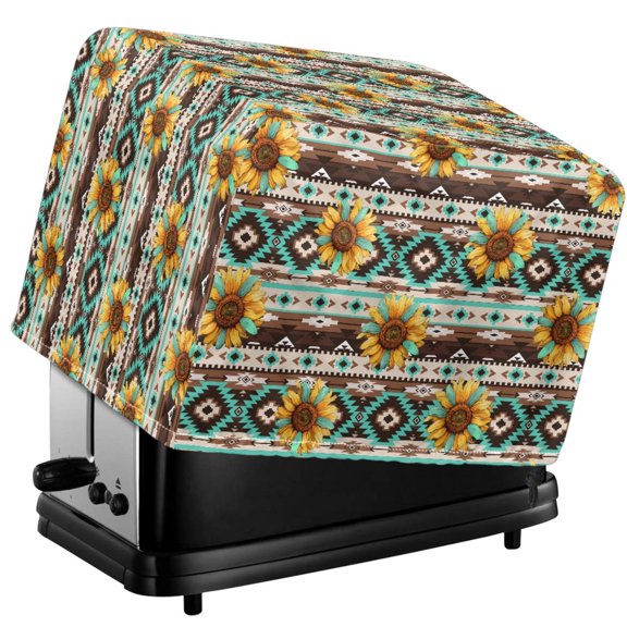 Xixirimido Aztec Tribe Sunflower Print Toaster Cover Coated Sliver Polyester Cover Toaster Appliance Dust-proof Cover For Kitchen Appliance with Drawstring Kitchen Accessories, 2 Slice