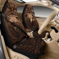 thumbnail image 1 of Xixirimido Bear Brown Print Car Seat Cover Set of 5 Pieces Front Seat Covers with Matching Seat Belt and Center Console Covers PU Leather Fits Most Vehicles, 1 of 8