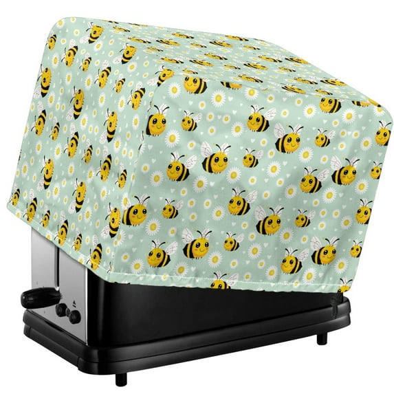 Xixirimido Bee Daisy Floral Print Toaster Covers Bread Maker Cover, Kitchen Small Appliance Covers, Microwave Toaster Oven Cover Toasters Kitchen Accessories, 2 Slice