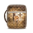 thumbnail image 1 of Xixirimido Bible Cover, Bible Carrying Book Case for Women Men, Multi-pocket Protective Church Organizer Bag with Handle Christian Gift, Brown Deer Cross, 1 of 7