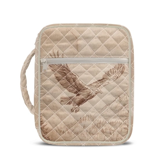 Xixirimido Bible Cover, Bible Carrying Book Case for Women Men, Multi-pocket Protective Church Organizer Bag with Handle Christian Gift, Eagle Wilderness
