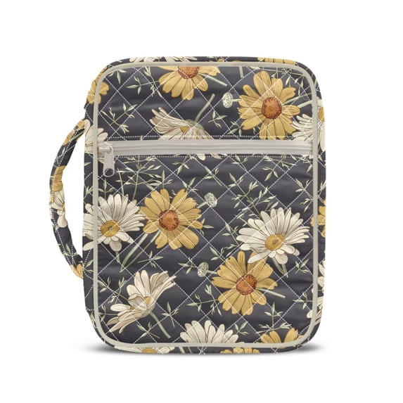 Xixirimido Bible Cover Case for Women, Large Bible Bag Bible Study Supplies Accessories Quilted Bible Carrying Cases with Handle Christian Gift, Retro Daisy Flower