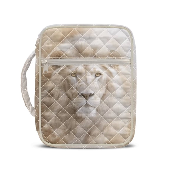 Xixirimido Bible Cover Case for Women Men Large Bible Cover with Handle Quilted Bible Carrying Case Bag Bible Study Supplies Accessories, Lion Print