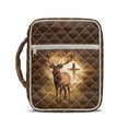 thumbnail image 1 of Xixirimido Bible Cover Case for Women, Quilted Bible Cover Bag with Handle, Bible Carrying Case Study Supplies Accessories for Men, Brown Elk Cross, 1 of 7