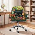 thumbnail image 1 of Xixirimido Black Cat Colorful Daisy Pattern Swivel Armchair Accent Dining Chair Cover, Stretch Mid-Back Office Desk Chair Slipcover Leisure Arm Chair Protector Soft Covers for Home, 1 of 7