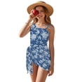 thumbnail image 1 of Xixirimido Blue Abstract Rose Floral Print Girl's One Piece Swimsuits with Removable Bra One Shoulder Bathing Suit with Mesh Cover Up 1 Piece Swimsuit Swimwear, Size 9-10 Years, 1 of 7