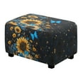 thumbnail image 1 of Xixirimido Blue Butterfly Sunflower Pattern Ottoman Cover Stretch Rectangular Footstool Slipcover with Nonslip Elastic Base, Universal Fit for Storage Ottomans & Ottoman Footrests, Small, 1 of 7