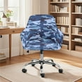 thumbnail image 1 of Xixirimido Blue Camo Pattern Swivel Office Armrest Chair Covers Stretch Dining Chair Cover, Mid-Back Desk Chair Slipcover Removable Accent Armchair Protector, 1 of 7