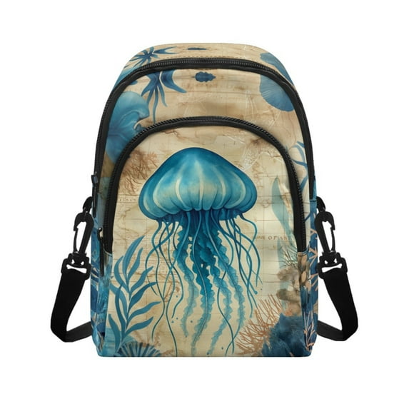 Xixirimido Blue Jellyfish Pattern Small Crossbody Purses Bags for Women Men Travel, Chest Sling Bag Women Casual Cross Body Bag Sling Backpack