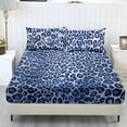thumbnail image 1 of Xixirimido Blue Leopard Print Sheet Set Breathable Fitted Bottom Sheet Soft Wrinkle-Resistant Durable Bedding Set with Deep Pockets for Home Decor, King Size, 1 of 5