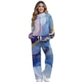 thumbnail image 1 of Xixirimido Blue Marble Print Sweatsuits for Women Plus Size 2 Piece Outfit Long Sleeve Sweatshirt Wide Leg Sweatpants Fall Winter Fashion Lounge Set Tracksuit, Large, 1 of 7