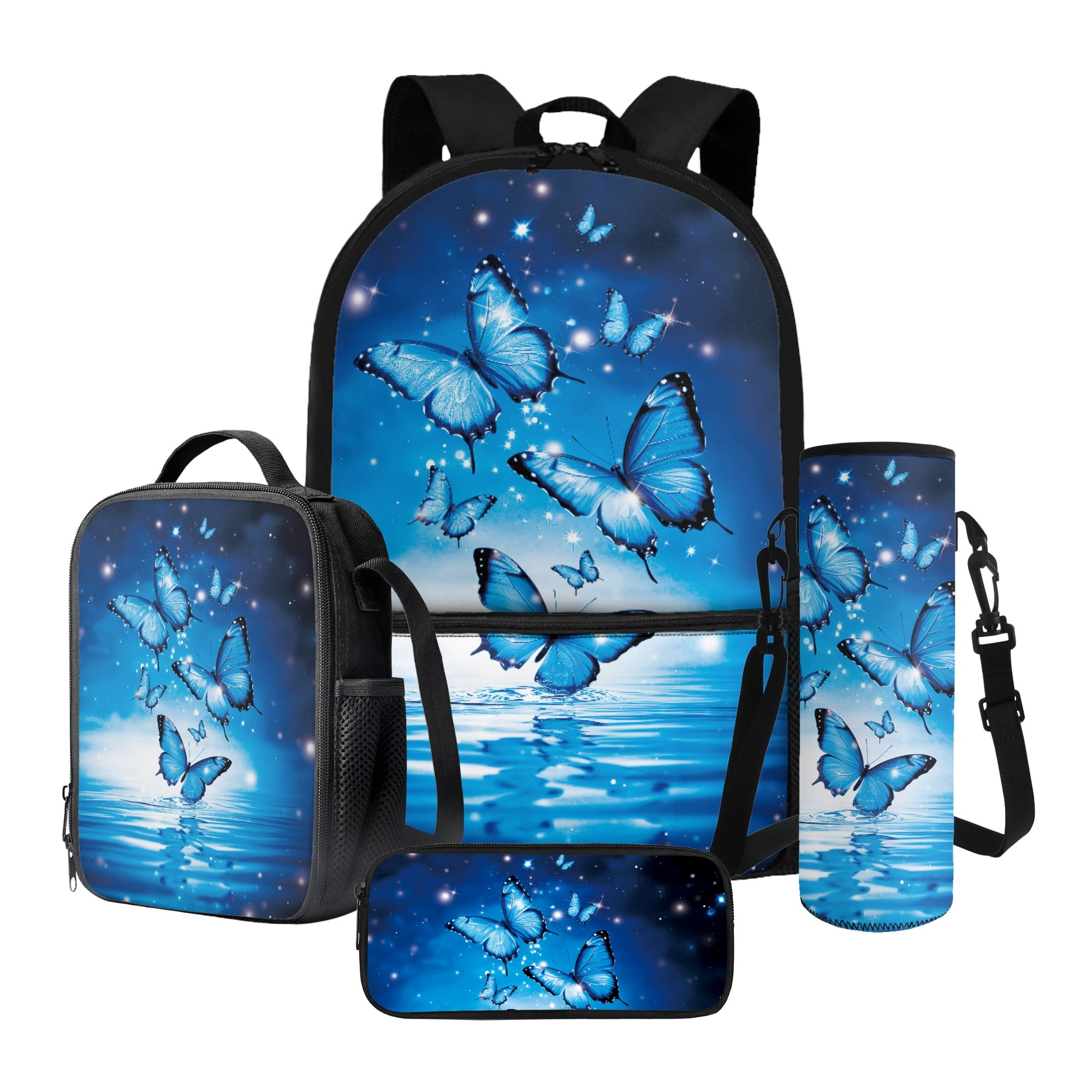Xixirimido Cool Cat Black Pattern School Backpack Set for Kids 17